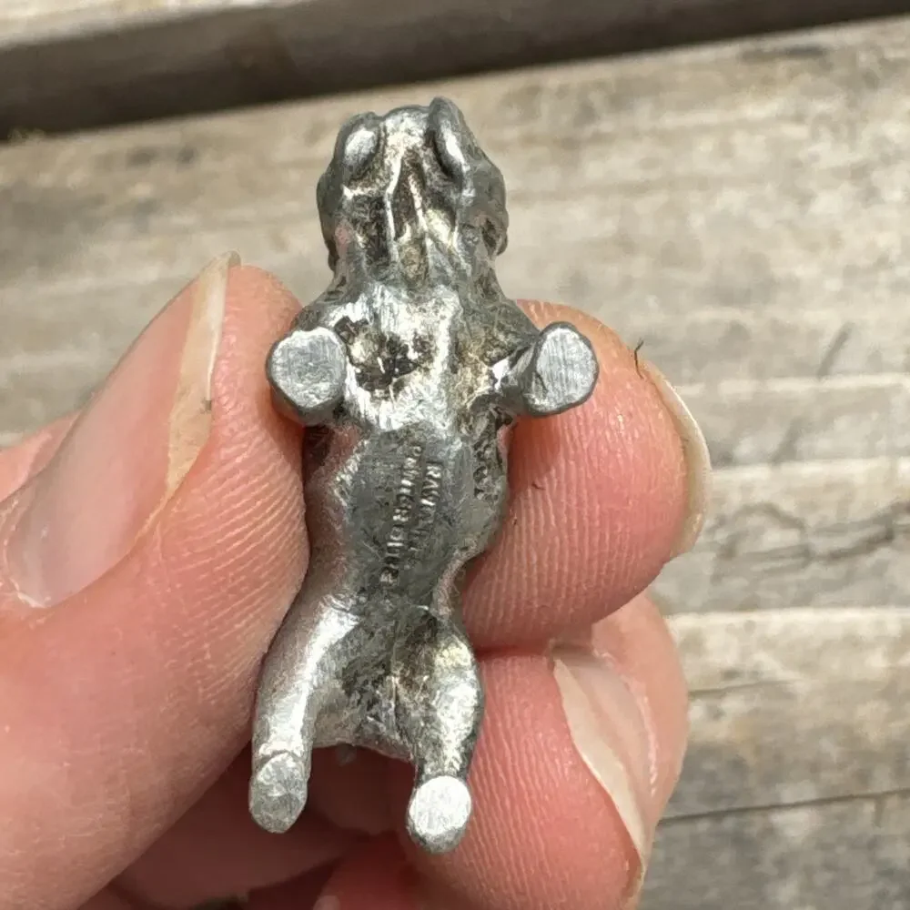Vintage Solid Miniature Pewter Bulldog Figurine Signed Rawclif Pewter 1987